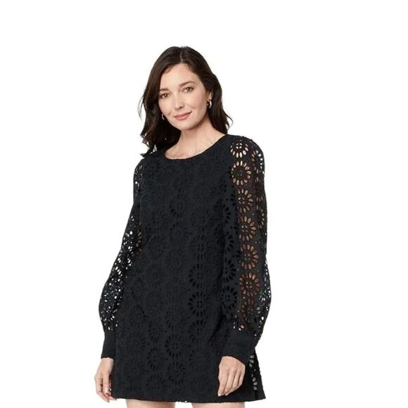 Lilly Pulitzer Aisha Pinwheel Eyelet Romper - Onyx 14 - Picture 1 of 10